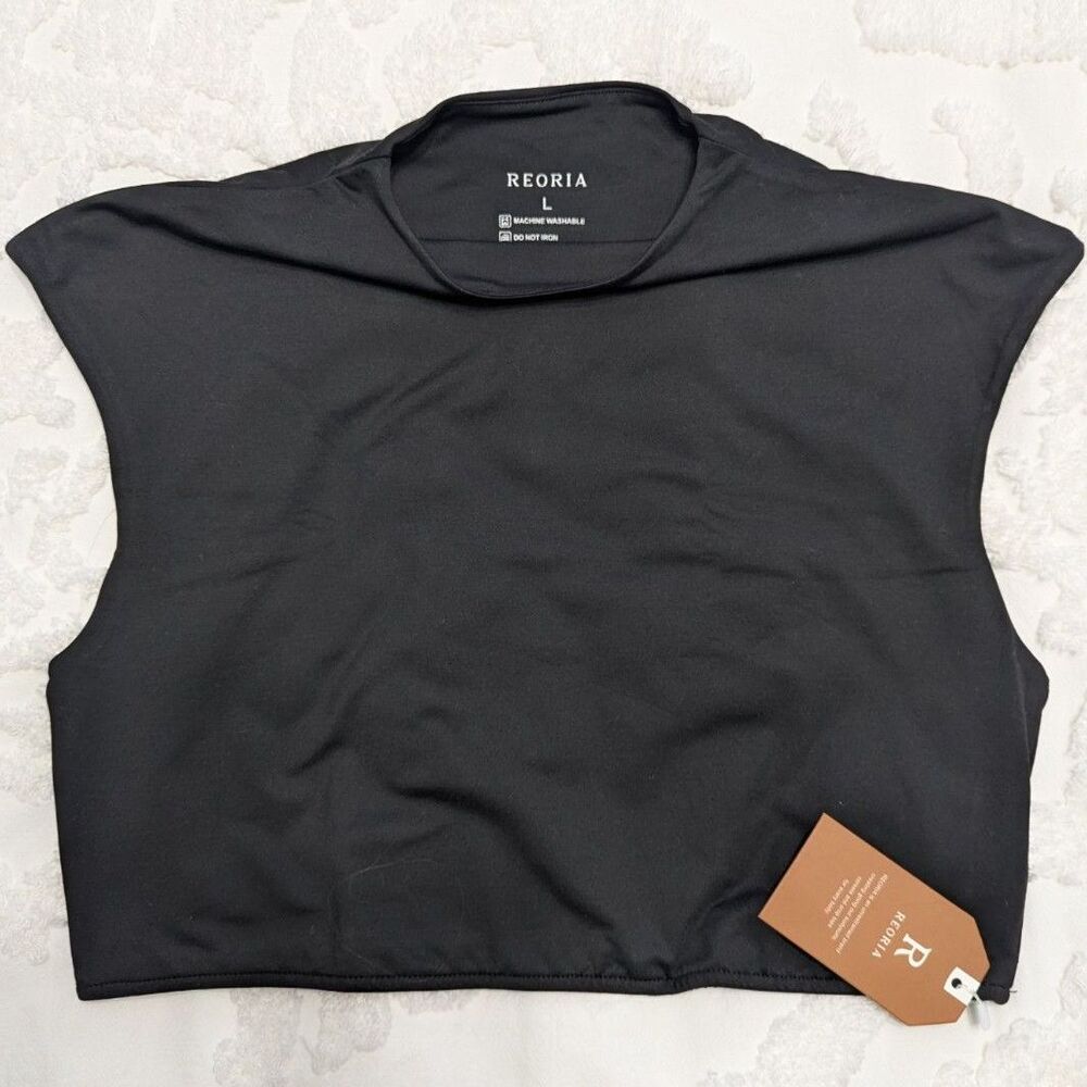 REORIA Butsmooth® Women's Sleeveless Halter Neck Black Basic Tank Crop Size L